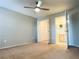 Spacious main bedroom features a ceiling fan, neutral color walls, and direct access to the bathroom at 8101 W Flamingo Rd # 1088, Las Vegas, NV 89147
