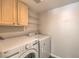 Functional laundry room with modern appliances, storage cabinets, and wire shelving at 1605 Colloquium Dr, Henderson, NV 89014