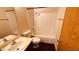 Compact bathroom featuring a sink, toilet, and shower/tub combo at 2685 Bryandouglas Dr, Las Vegas, NV 89121