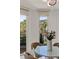 Bright dining area features a modern chandelier and views of the city at 2857 Paradise Rd # 305, Las Vegas, NV 89109