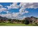 Scenic golf course view with mountains in the background and a blue flag at 3104 Archwood Way, Las Vegas, NV 89134