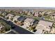 Aerial view shows the house and neighborhood of a community at 7364 Marbury St, Las Vegas, NV 89166