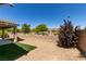 Landscaped backyard featuring a covered patio, rock bed, and small artificial grass area for low maintenance at 768 Flowing Meadow Dr, Henderson, NV 89014