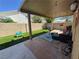 Backyard featuring a cozy covered patio and artificial grass for easy maintenance at , Las Vegas, NV 89129
