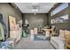 Finished garage is set up as home office, offers an organized workspace, and natural light at 11954 Camden Ridge Ct, Las Vegas, NV 89138