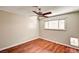 Bedroom with ceiling fan and window view at 3753 S Rosecrest Cir, Las Vegas, NV 89121