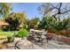 Backyard featuring a patio with outdoor dining, green space and lush landscaping at 4017 Kristina Lynn Ave, North Las Vegas, NV 89081