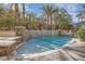 Relax in this backyard with a beautiful pool, waterfall, stone accents and palm trees at 5367 Secluded Brook Ct, Las Vegas, NV 89149