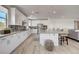 Modern kitchen with sleek white cabinets, an island, and stainless steel appliances at 6830 Compass St, North Las Vegas, NV 89084