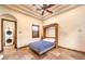 Bedroom with built-in Murphy bed, ensuite laundry, and stylish finishes at 2780 El Camino Rd, Las Vegas, NV 89146