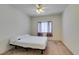 Cozy bedroom with ceiling fan and neutral carpet creates a relaxing atmosphere at 5751 E Hacienda Ave # 105, Las Vegas, NV 89122