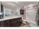 Bathroom featuring granite countertop vanity and glass shower with a shower head at 6231 Portland Treaty Ave, Las Vegas, NV 89122