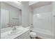Clean bathroom featuring a tub/shower combination and a single sink vanity at 6549 Butterfly Sky St, North Las Vegas, NV 89084