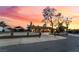 Long driveway leading to a well-maintained home with mature trees and desert landscaping at 711 Sari Dr, Las Vegas, NV 89110