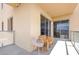 Spacious balcony offering comfortable seating and stunning city and mountain views at 8255 Las Vegas Blvd # 1422, Las Vegas, NV 89123