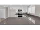 Modern kitchen with white cabinets, stainless-steel appliances and gray countertops at 908 Coral Isle Way, Las Vegas, NV 89108
