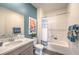 Modern bathroom featuring a stylish vanity and shower-tub combination at 1019 Gentle Swan St # 693, Henderson, NV 89011