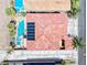 Overhead view of a luxurious home with a private pool, spa, and meticulously landscaped backyard at 11275 Gammila Dr, Las Vegas, NV 89141