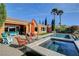Outdoor living area boasts a pool, spa, patio and meticulous landscaping at 19 Contrada Fiore Dr, Henderson, NV 89011