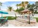 Inviting backyard oasis featuring a gazebo, stylish patio furniture, and manicured landscaping, perfect for outdoor relaxation at 2101 Diamond Bar Dr, Las Vegas, NV 89117