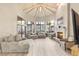 Bright living room with vaulted ceilings, modern furnishings, and a cozy fireplace at 2101 Diamond Bar Dr, Las Vegas, NV 89117