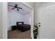 Bedroom viewed from entryway, neutral carpet and trim plus simple decor at 2631 Bed Knoll Ct, North Las Vegas, NV 89031