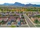 Aerial view of neighborhood featuring mountain backdrop and desert landscaping at 2725 Byron Dr, Las Vegas, NV 89134