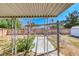 Under a covered patio, enjoy the view of the backyard and sturdy-built fence line at 4100 Montebello Ave, Las Vegas, NV 89110