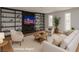Bright living room with a cozy fireplace, built-in shelving, neutral paint, and ample natural light at 419 National St, Henderson, NV 89015