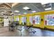 Community gym with modern weight training equipment and floor-to-ceiling windows at 55 E Agate Ave # 202, Las Vegas, NV 89123