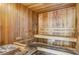Interior view of a wooden sauna with benches at 55 E Agate Ave # 202, Las Vegas, NV 89123