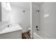 Modern bathroom with a shower-tub combo, contemporary vanity, and wood-look flooring at 9325 W Desert Inn Rd # 120, Las Vegas, NV 89117