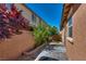 Private backyard with paver patio, block wall, and mature landscaping at 1139 Via Partito, Henderson, NV 89052