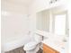 Spotless bathroom with a combination bathtub and shower and a mirrored vanity at 2191 Bay Club Dr # 204, Laughlin, NV 89029