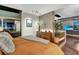 Main bedroom with floor to ceiling glass wall, allowing for city views and access to living space at 353 E Bonneville Ave # 1302, Las Vegas, NV 89101
