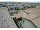 Backyard aerial view features patio seating and lush green lawn at 4177 Railhead Pass Ave, Las Vegas, NV 89141