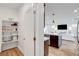 Walk-in pantry featuring adjustable shelving for optimal storage of kitchen appliances and dry goods at 4177 Railhead Pass Ave, Las Vegas, NV 89141