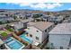 Aerial view showcasing a private backyard oasis with a refreshing pool, and a cozy patio perfect for relaxing at 4177 Railhead Pass Ave, Las Vegas, NV 89141