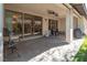 Covered patio with stone flooring, ceiling fan, and furniture, perfect for outdoor living at 4289 Sunrise Flats St, Las Vegas, NV 89135