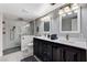Bathroom featuring a glass enclosed shower, modern fixtures, and stylish design elements at 1940 Canterbury Dr, Las Vegas, NV 89119