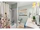 Bathroom featuring neutral tones, shower over tub, and bright lighting at 2426 La Pluma St, Henderson, NV 89014