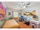 Bedroom with orange carpet and decor at 2460 Old Forge Ln # 48, Las Vegas, NV 89121