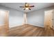 Bedroom features hard wood flooring and ceiling fan at 2871 Tanager Hill St, Henderson, NV 89044