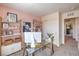 Bright office with glass desk, neutral carpeting, and sliding closet doors at 5011 Sage Mesa Ave # Lot 143, Las Vegas, NV 89139