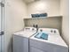 Functional laundry room with modern appliances, shelving, and efficient use of space at 6104 Aster Garden St # 129, North Las Vegas, NV 89081