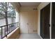Balcony view featuring a storage closet, black railings, and an outdoor space at 7885 W Flamingo Rd # 2005, Las Vegas, NV 89147