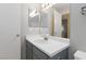 Bathroom featuring a gray vanity with a white countertop, sink, and modern faucet at 7885 W Flamingo Rd # 2005, Las Vegas, NV 89147