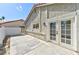 The patio features double doors and plenty of space to relax and enjoy time outside at 811 Spyglass Ln, Las Vegas, NV 89107