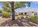 Landscaped backyard features mature trees, patio, and well maintained lawn at 9562 Collinsleap Ct, Las Vegas, NV 89123