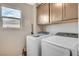 Efficient laundry room featuring modern appliances and ample cabinet space at 1014 Solemn Cactus Ave, North Las Vegas, NV 89031
